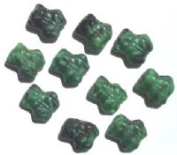 10 15mm Tortoise Green Frog Glass Beads